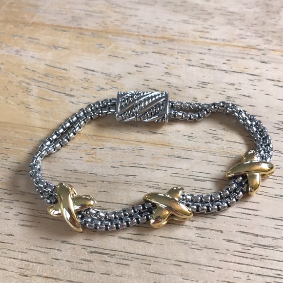 Jewelry Silver Chain Bracelet With Gold X Charms Poshmark